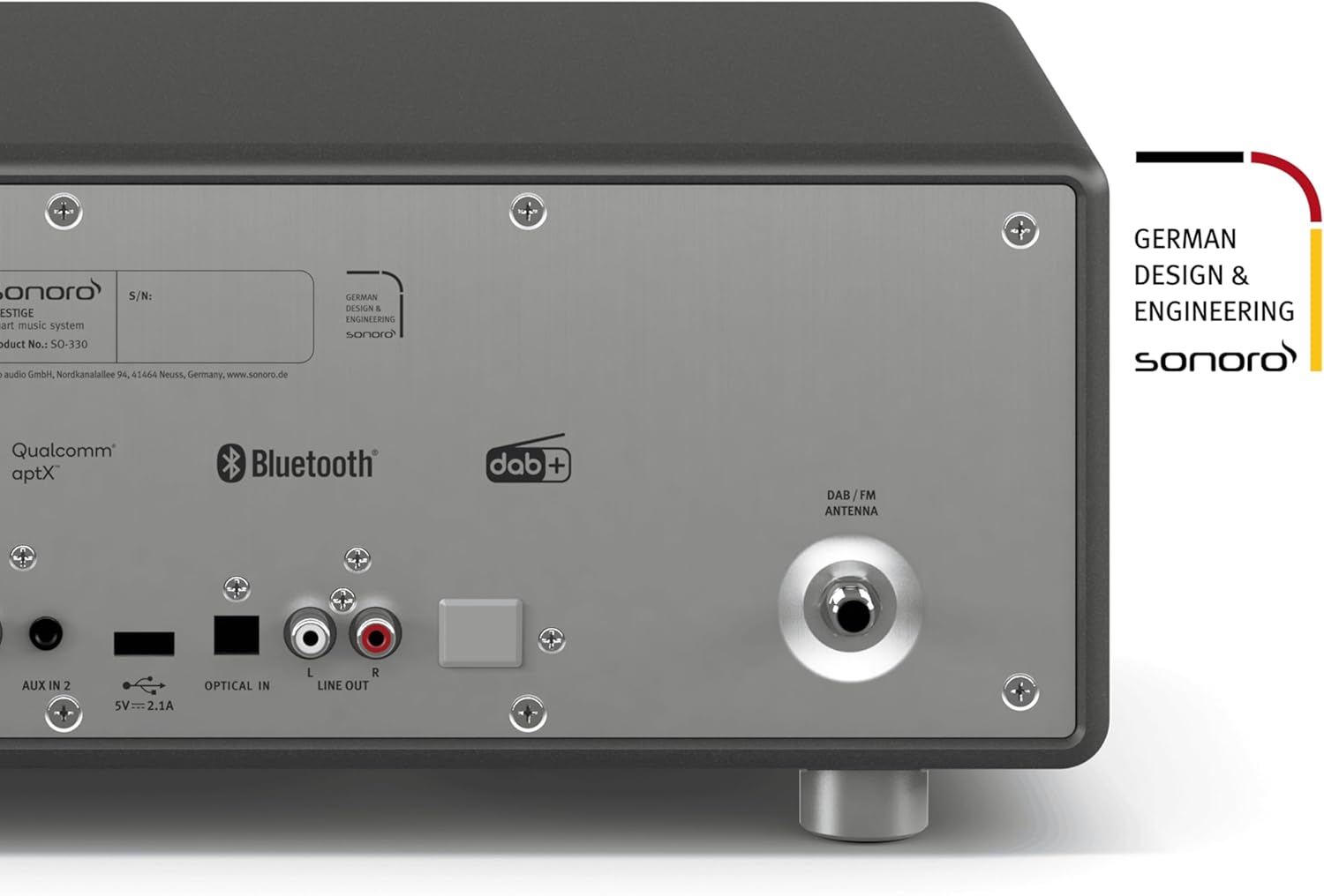 sonoro Prestige Chaîne Hi-FI (Radio FM/Dab+/Internet, Lecteur CD, AUX, Bluetooth, Deezer, Spotify) Argent