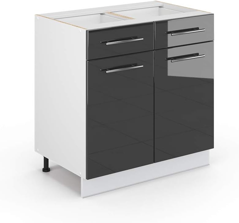 Vicco Meuble pour Four Fame-Line, Blanc Haute Brillance/Blanc, 60 cm avec étagères Ouvertes