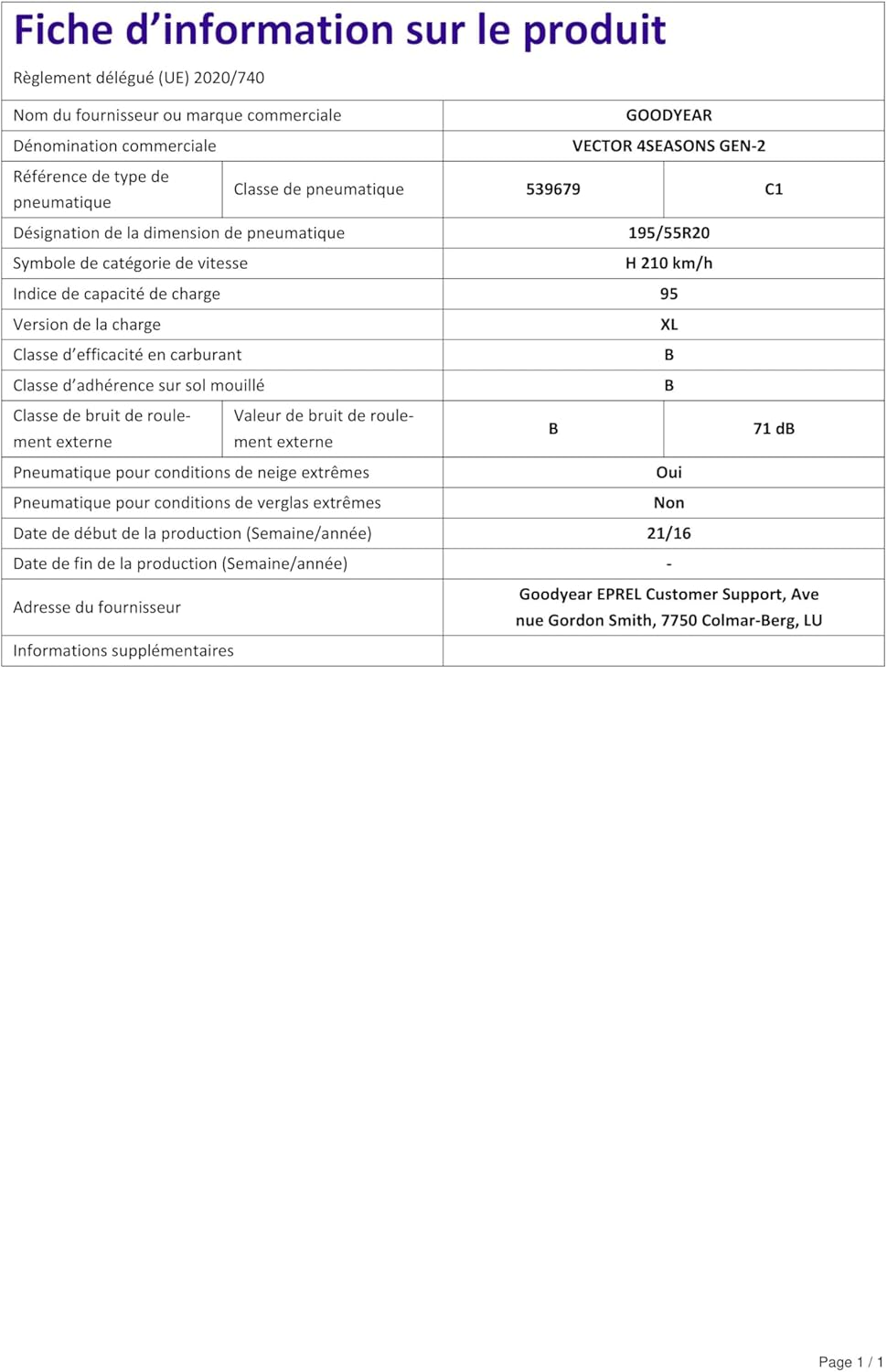 Goodyear Vector 4Seasons G2 M+S - 195/55R16 87H - Pneu 4 saisons