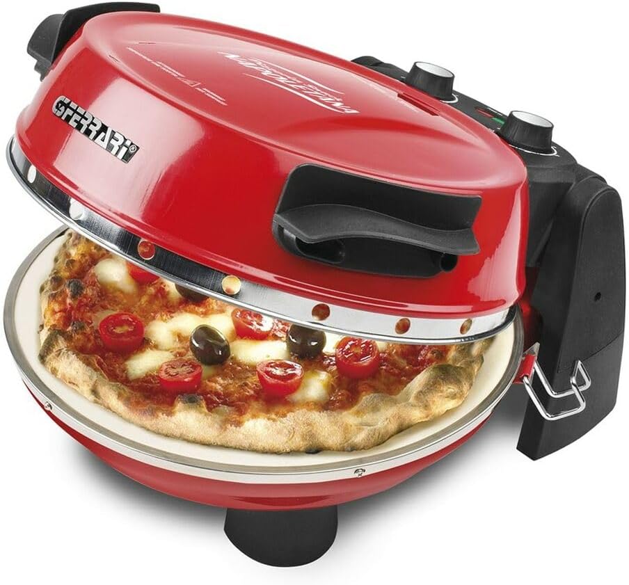 G3 Ferrari G10006 Pizza Exprimer Plaisir, Four Pizza, 1200 W, 400°C, Pierre Réfractaire (diamètre 31 cm), Minuteur 5', Livre de Recettes inclus, Noir