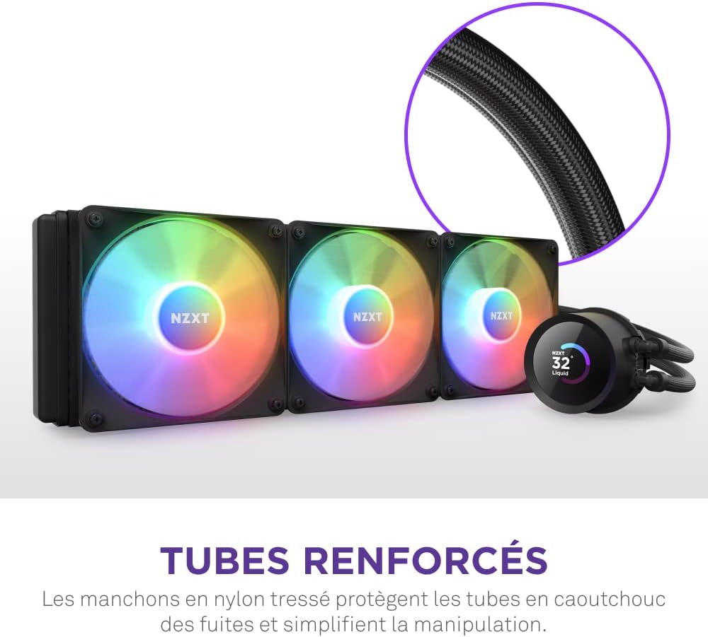 NZXT Kraken Elite 280 RGB - Refroidisseur de liquide CPU AIO - Radiateur 280mm - Ventilateur F280 RGB - IPS LCD 2,72 personnalisable - Turbine Pump - LGA 1700 1200 115X 1851 / AM5 AM4 - Noir