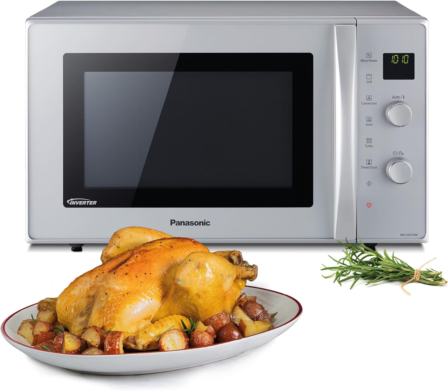 Panasonic NN-CD565BEPG - Four 3 en 1 Combiné, 27 L, Inverter, Chaleur à 100-220°C, Gril Quartz 1300W, Micro-ondes 1000 W, Plat Crispy, Plateau tournant 34 cm, Noir - Version FR