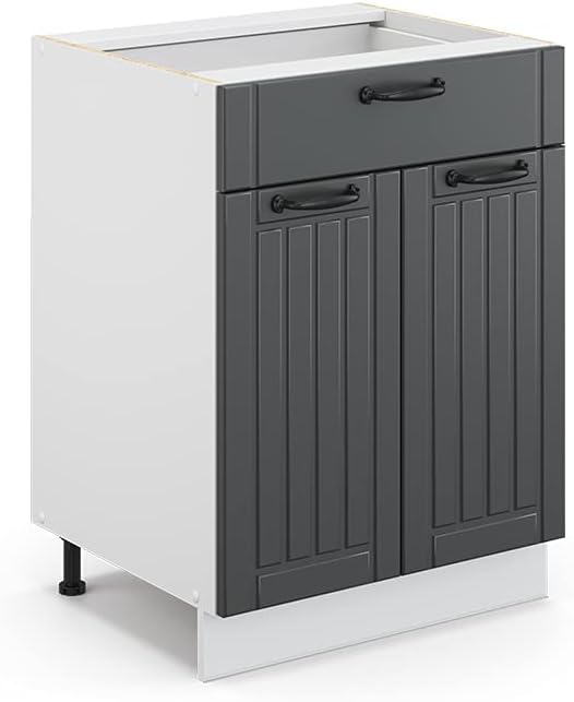 Vicco Meuble pour Four Fame-Line, Blanc Haute Brillance/Blanc, 60 cm avec étagères Ouvertes