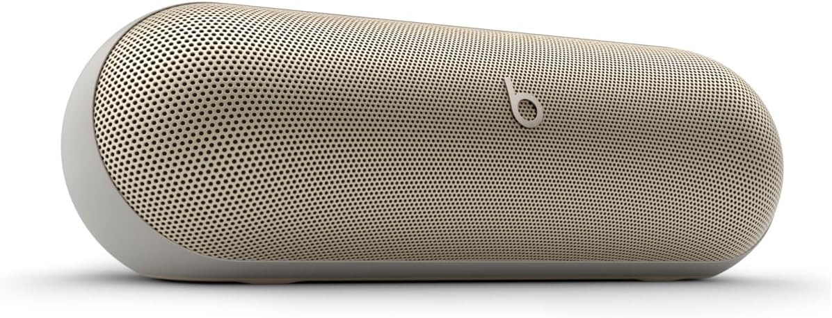 Beats Pill – Enceinte sans Fil Bluetooth et Recharge Mobile Via USB-C – Jusqu'à 24 Heures d'autonomie, résistance à l'eau (IP67), compatibilité Apple et Android, Microphone intégré – Champagne