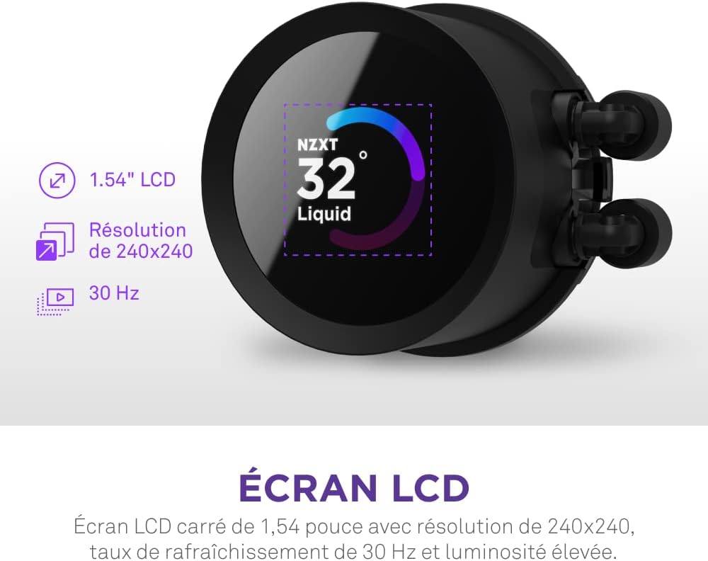 NZXT Kraken Elite 280 RGB - Refroidisseur de liquide CPU AIO - Radiateur 280mm - Ventilateur F280 RGB - IPS LCD 2,72 personnalisable - Turbine Pump - LGA 1700 1200 115X 1851 / AM5 AM4 - Noir