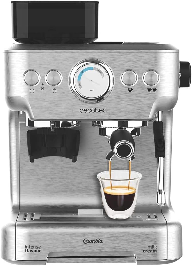 Cecotec Machine à café Express Power Espresso 20 Barista Cream. 2 Thermoblocks, 20Bars, Manomètre, Mode Auto pour 1 et 2 Café(s), Buse vapeur Orientable, Conduit pour Infusions, 2900W.