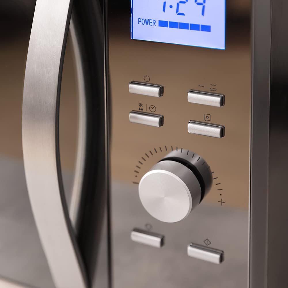 Cecotec Four à micro-ondes ProClean 9110 FullINOX avec grill 1000 W, 30 litres, 5 niveaux de puissance, 8 programmes, minuterie de 60 minutes, revêtement Ready2Clean, design avant miroir