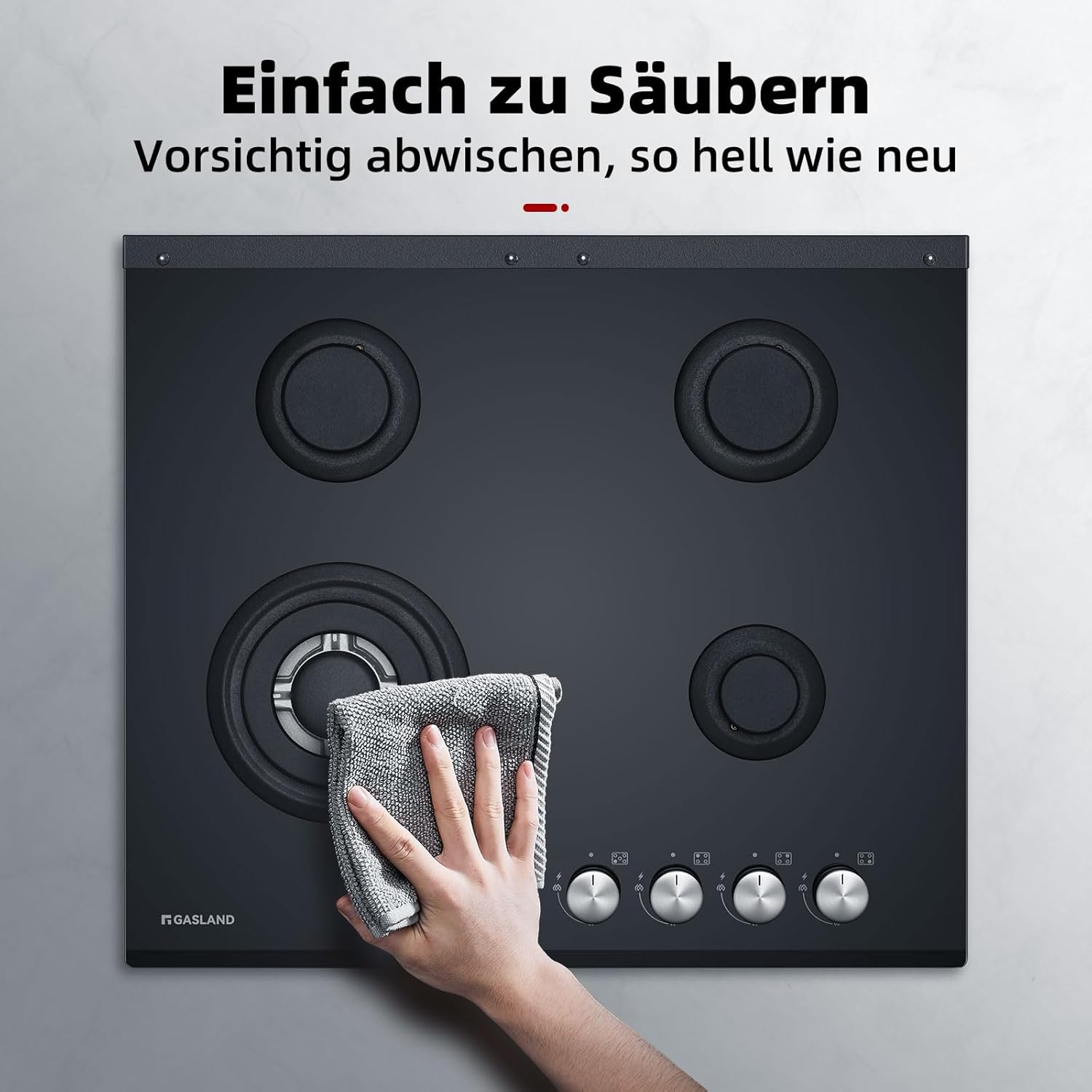 GASLAND GH2805BG1FC Table de cuisson à gaz 5 feux, Cuisinière à gaz avec brûleur wok, Table de cuisson à gaz encastrable, 76cm noir Cuisinière à gaz en verre, Cuisinière à gaz 10,4KW, GPL/NG