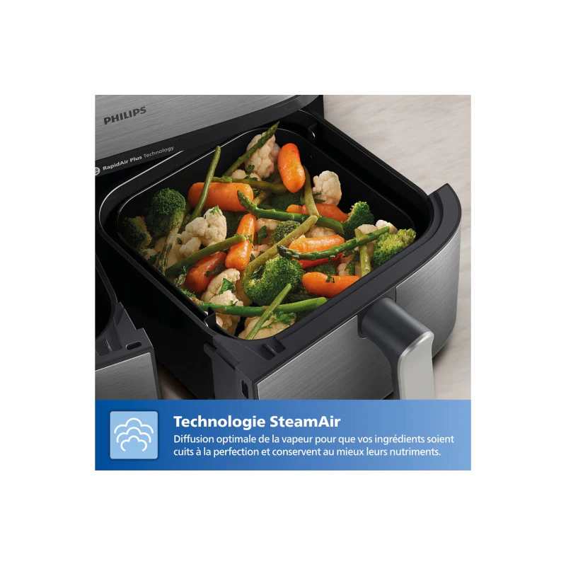 Friteuse Sans Huile   Airfryer Na555 00 Série 5000 Double Panier 9l Philips