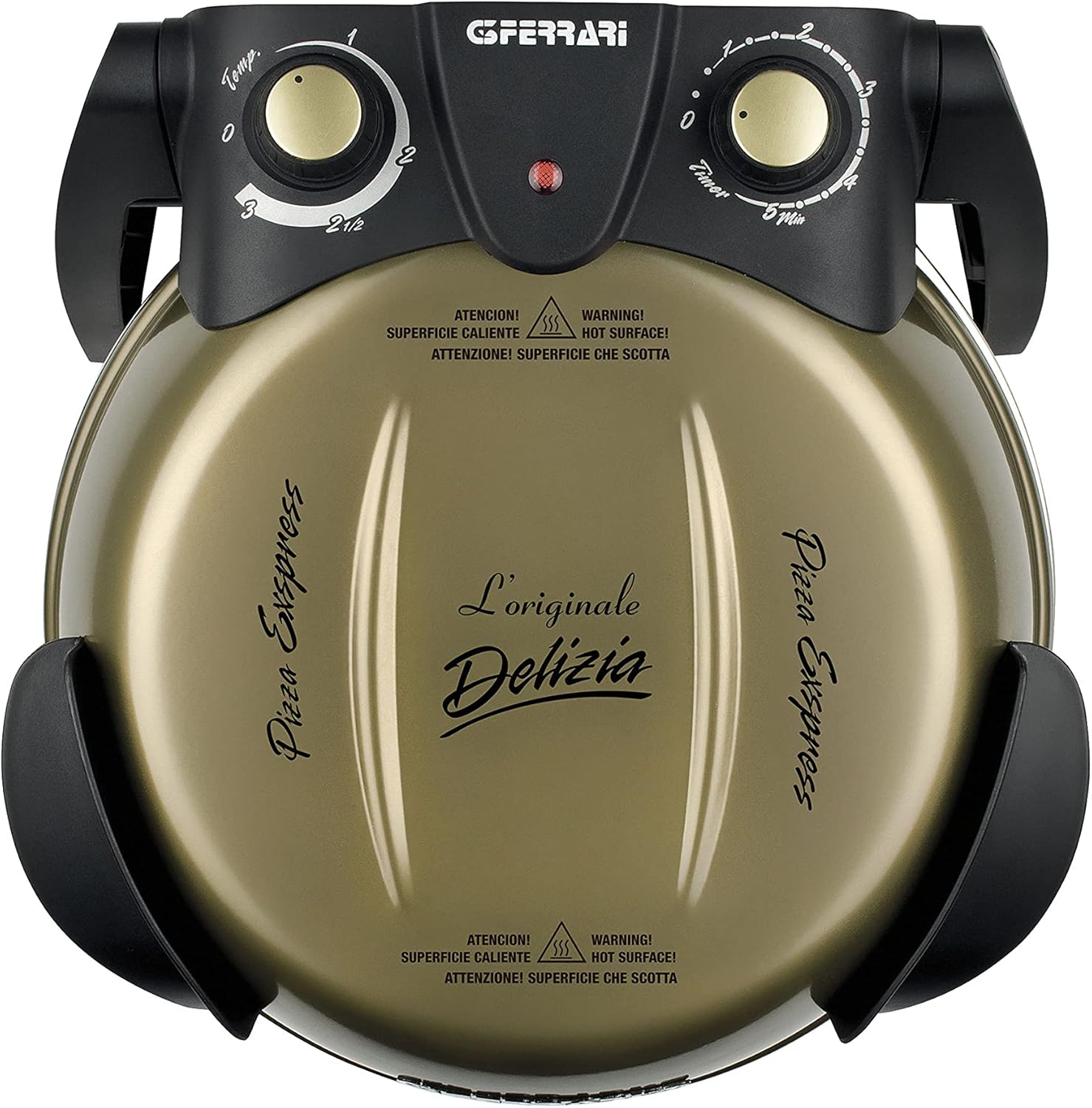 G3 Ferrari G10006 Pizza Exprimer Plaisir, Four Pizza, 1200 W, 400°C, Pierre Réfractaire (diamètre 31 cm), Minuteur 5', Livre de Recettes inclus, Noir