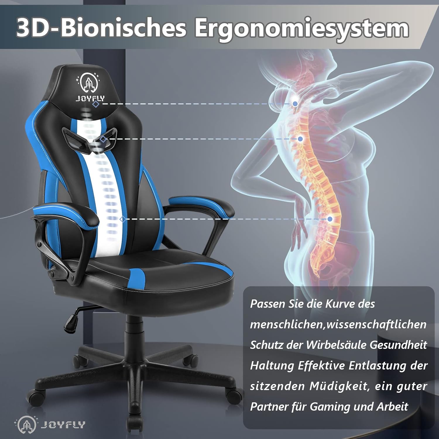 JOYFLY Chaise de Jeu Rose Ergonomique Kawaii Fauteuil Gaming avec Rabbit Ear Chaise de Bureau d'ordinateur Schreibtischstuhl avec Support Lombaire Filles(Rose)