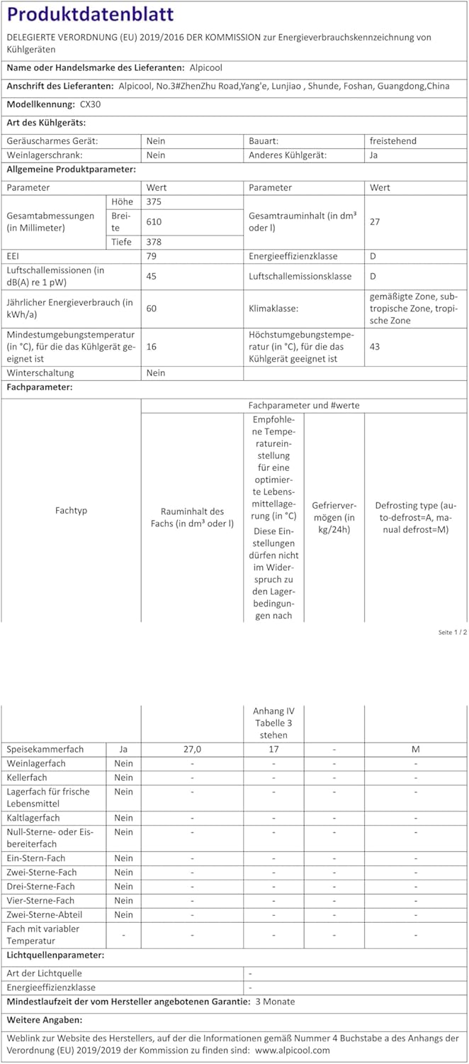 Alpicool CX30 30L Réfrigérateur de Voiture portable congélateur et réfrigérateur, Glaciere lectrique à Compression pour Maison, dortoir, Camping