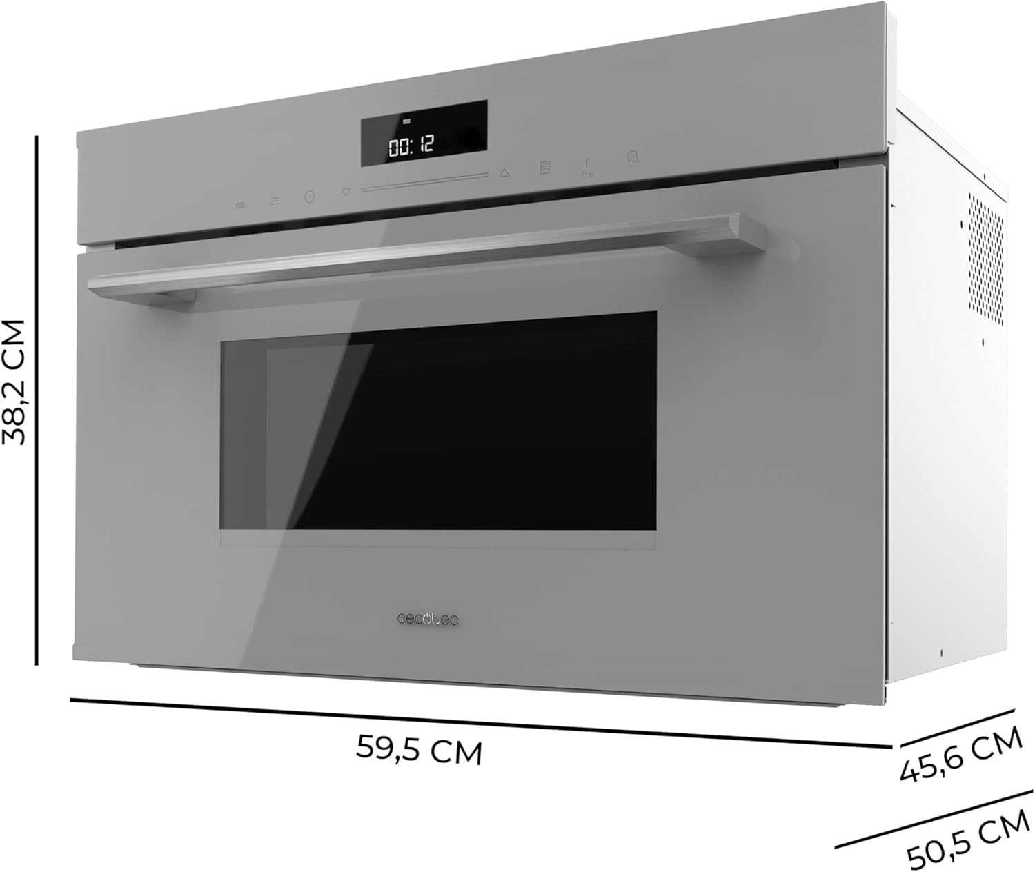 Cecotec Four à micro-ondes encastrable 60x45cm Bolero Hexa MW703800 Glass Grey. 1450W, 34L, fonction micro-ondes, mode grill, décongélation, menu automatique, cuisson rapide, minuterie électronique
