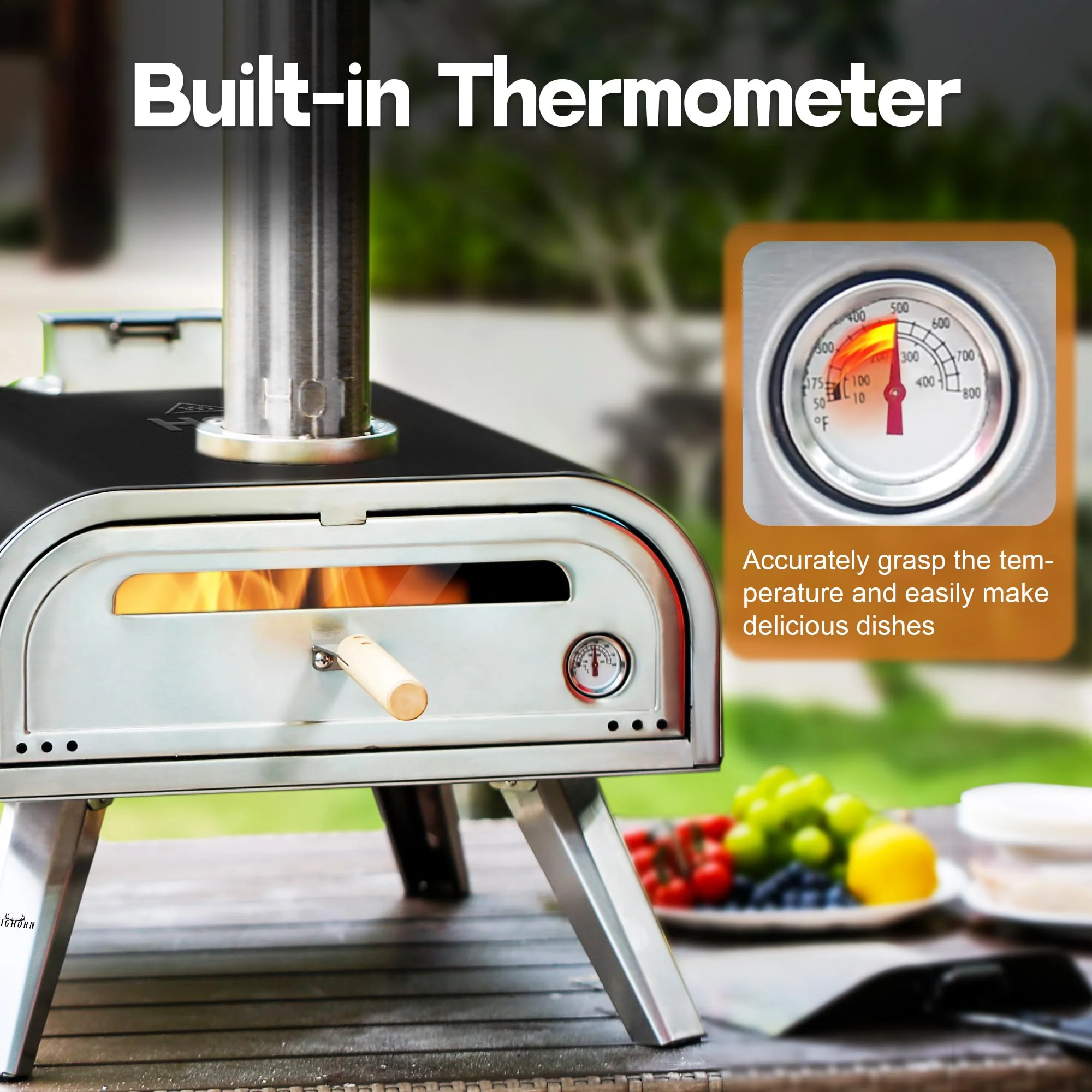 BIG HORN OUTDOORS 16 Inch Wood Pellet Burning Pizza Oven