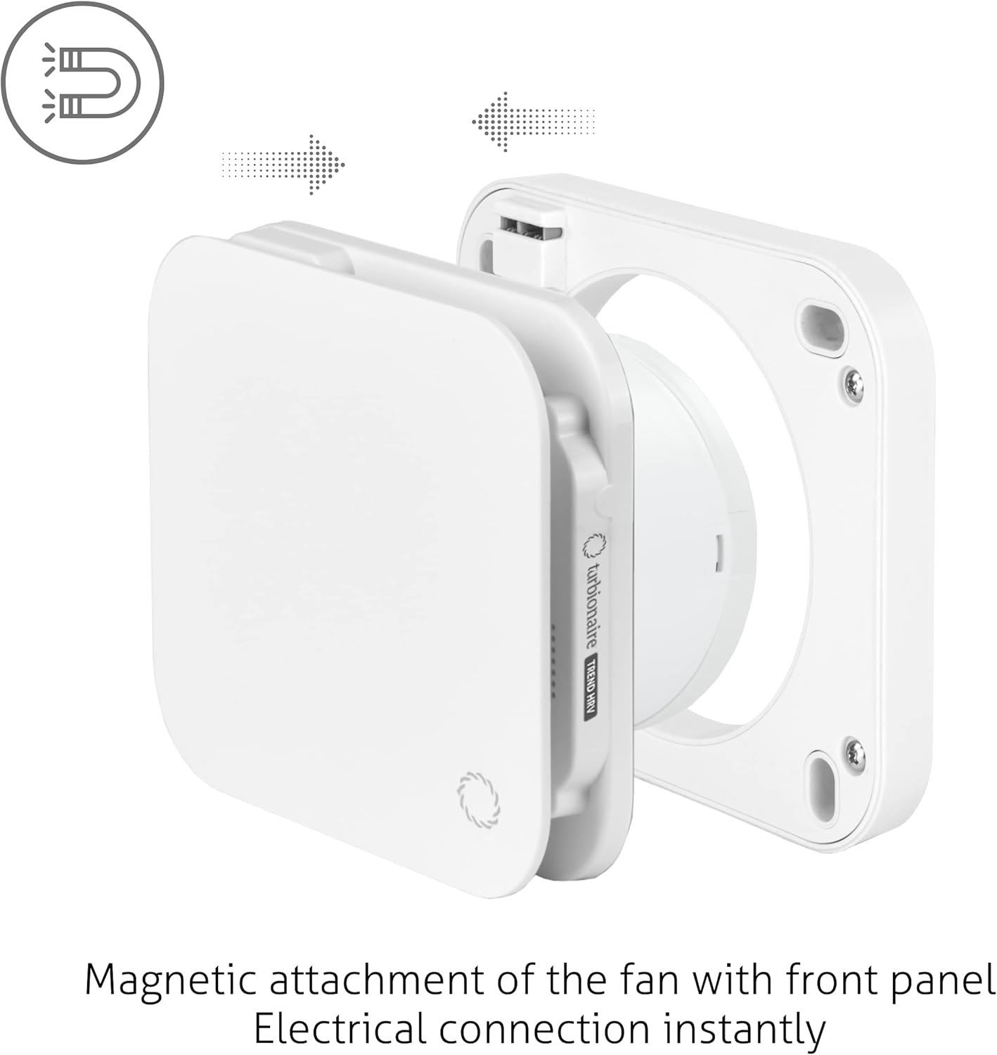 Turbionaire Trend HRV Unite de VMC Décentralisée, Récupérateur de Chaleur Céramique, Capteur d'Humidité, Télécommande, Minuterie, 8 Vitesses, Flux d'Air Réversible, 100 mm, Blanc, Silenciuse