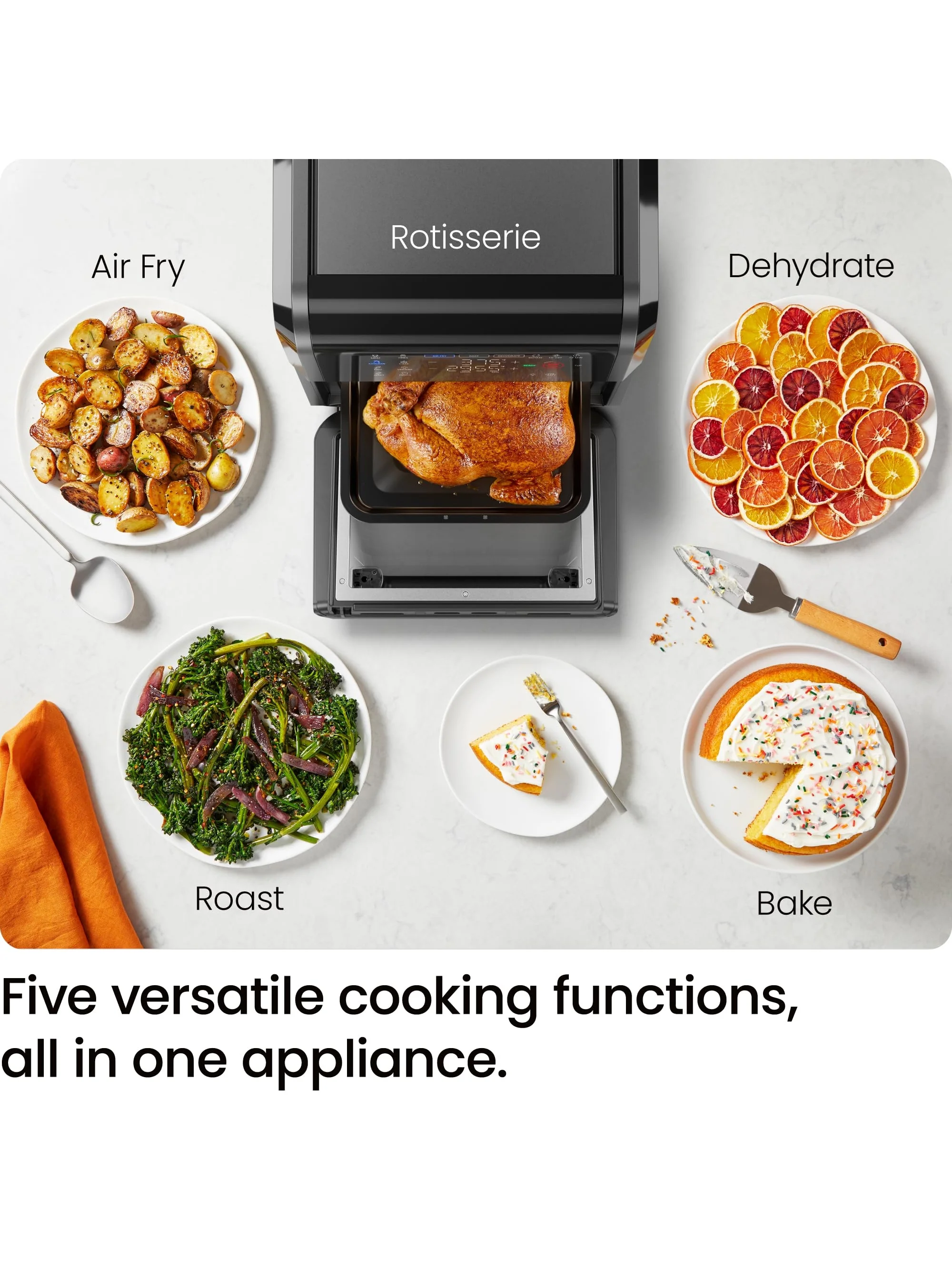 CHEFMAN Multifunctional Digital Air Fryer+ Rotisserie, Dehydrator, Convection Oven, 17 Touch Screen Presets Fry, Roast, Dehydrate, Bake, XL 10L Family Size, Auto Shutoff, Large Easy-View Window, Black