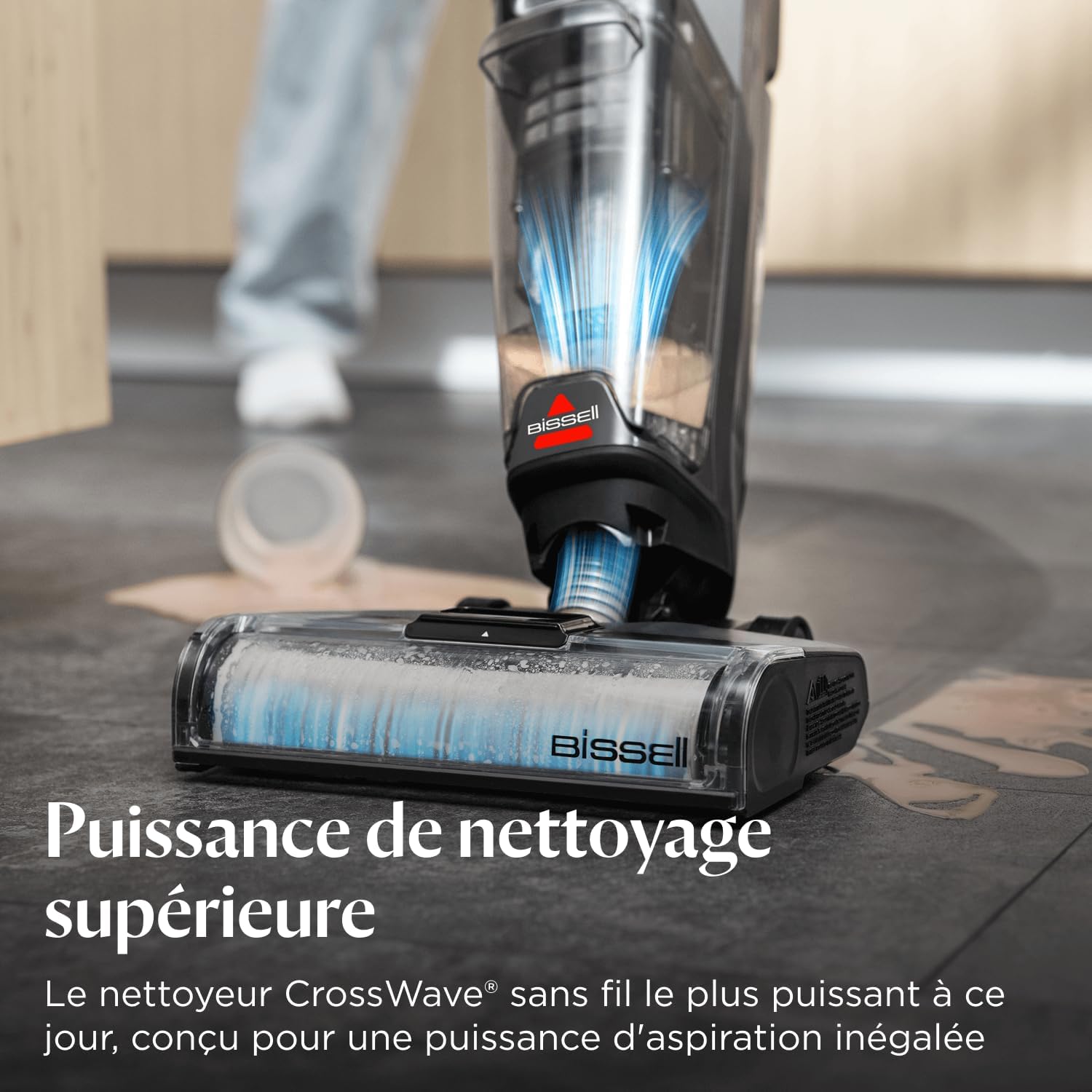 Bissell CrossWave OmniForce, Aspirateur Balai Laveur sans Fil, Aspire & Lave en Même Temps ou Mode Aspiration Uniquement, Nettoyeur Puissant, Nettoyeur a Eau pour Multi-Surfaces, 240m², 3912N