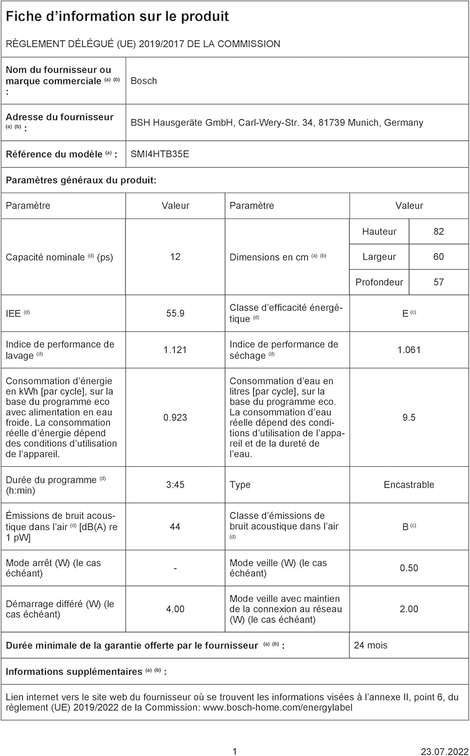 Bosch SMI4HTS31E - Lave-vaisselle encastrable - 60 cm - Home connect - 12 couverts - Moteur EcoSilence - Metallic