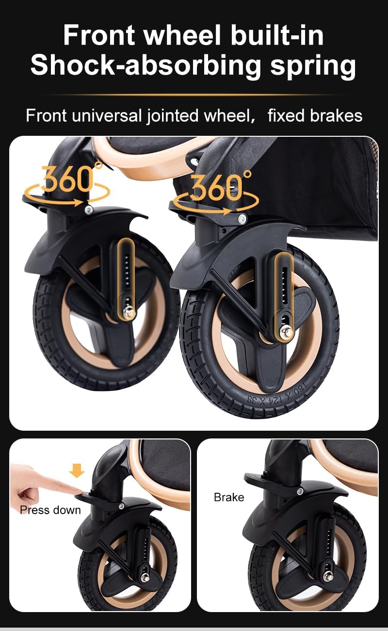 YAZOCO Poussettes 3 en 1 Citadines Poussettes Combinées Poussette Tricycle Baby Walker Poussette Haute Paysage Poussettes Pliantes Trolley Bébé Landau pour 0-36 (1 Noir)