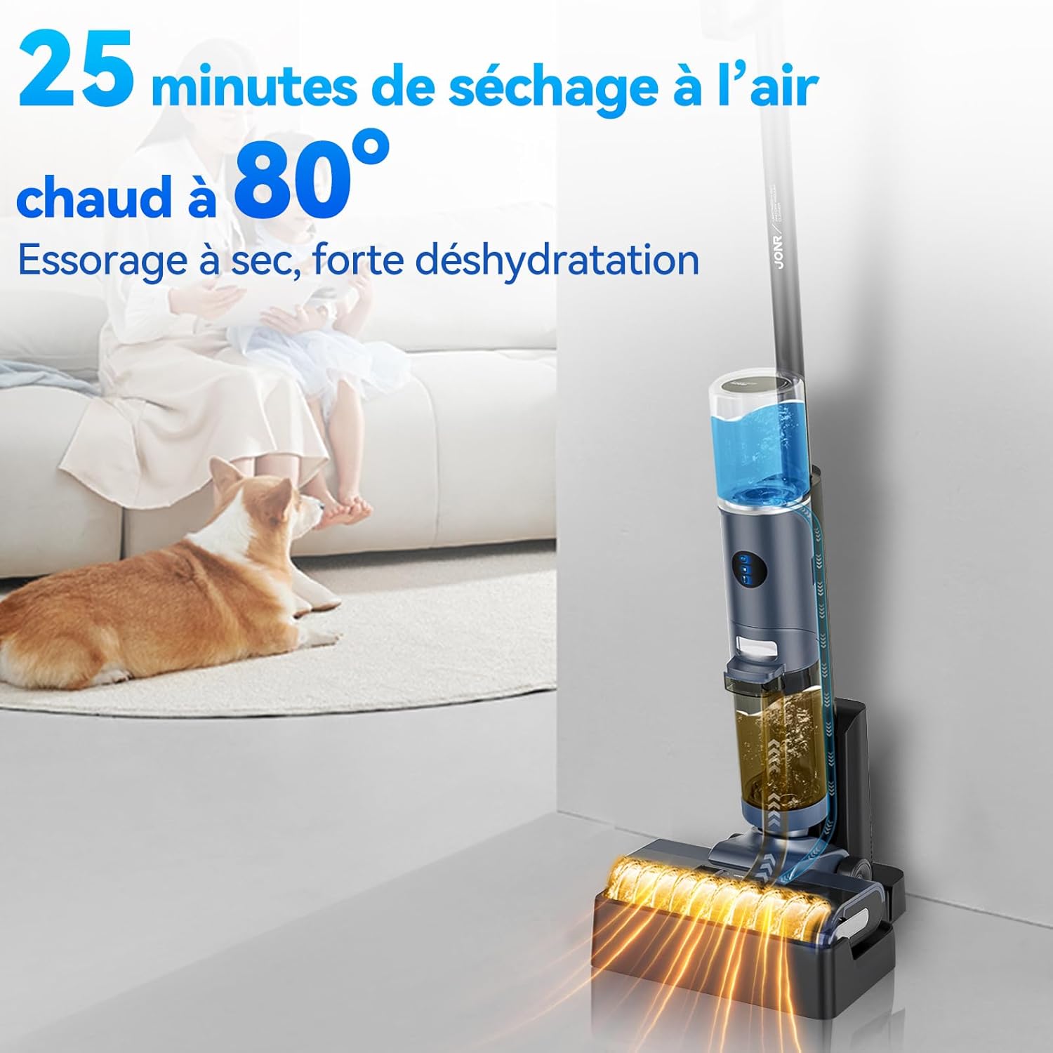 JONR ED12 Aspirateur Laveur sans Fil, Nettoyage des Bords, 30s Autonettoyage Rapide, Léger, Forte Traction, Aspire et Lave en même Temps, pour sols durs