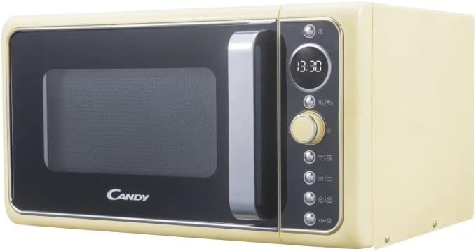 Candy DIVOG25CC Micro-ondes Gril quartz, Puissant 900 W + Gril 1000W, 25L, Programmateur digital, 6 Niveaux de puissance, Décongelation poids/temps, Fonction silence,Design Retro, Couleur Crème