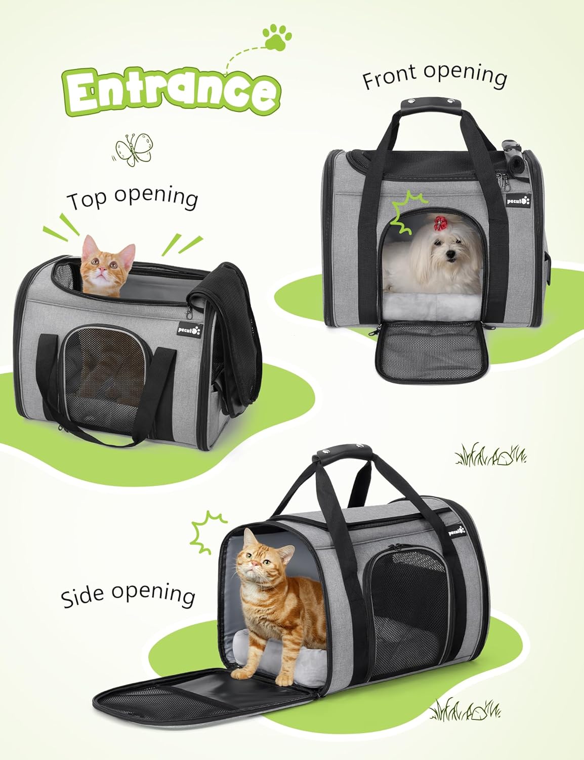 Pecute Sac de Transport pour Animal Domestique, Tissu en Maille Respirant, Convient pour Les Voyages, utilisé pour Chien, Les Chats et Les Chiots de Moins de 6 kg