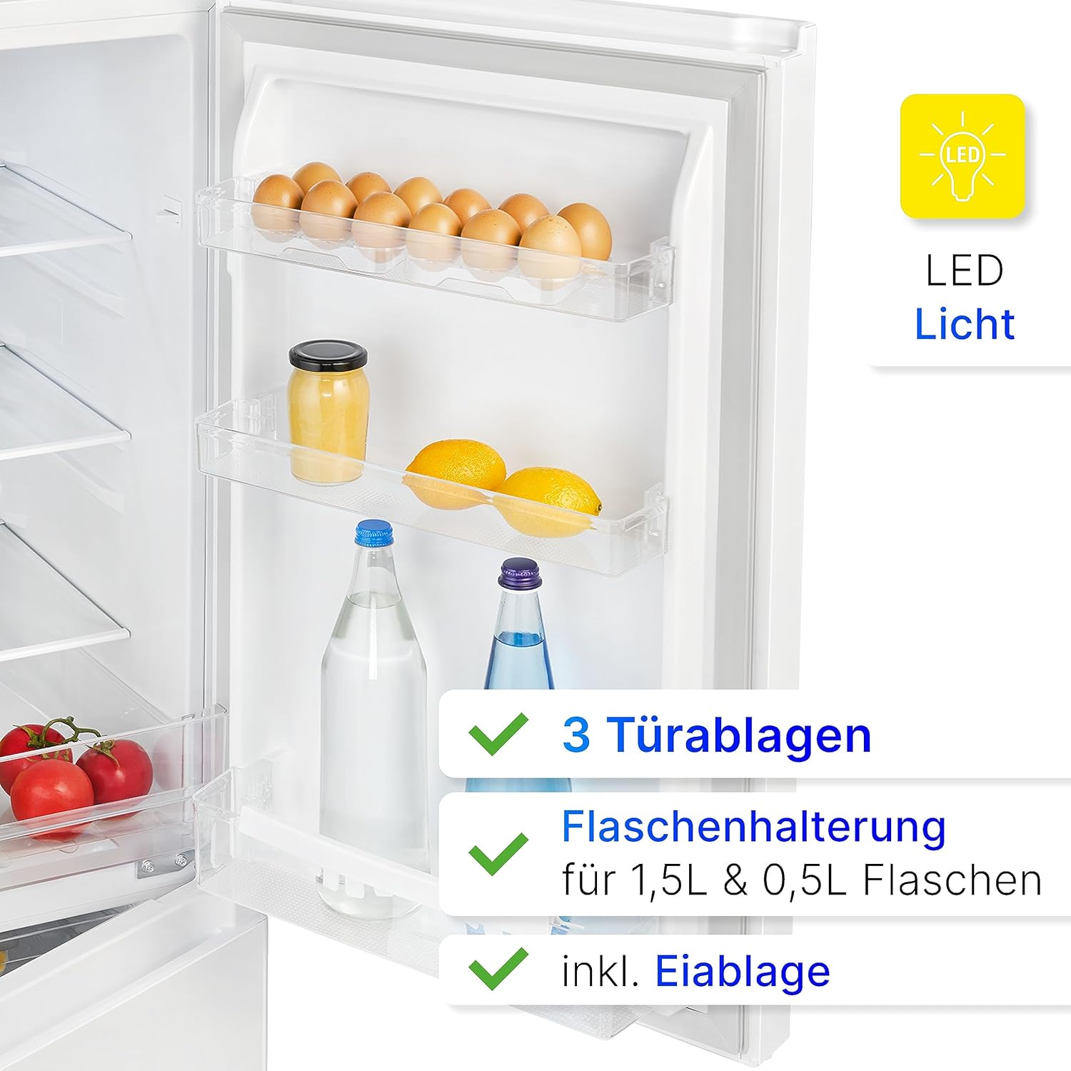 Bomann, KG320, Réfrigérateur et congélateur 175L, Contrôle de la température en continu, Charnières de porte à droite, interchangeables, Pieds réglables, Inox