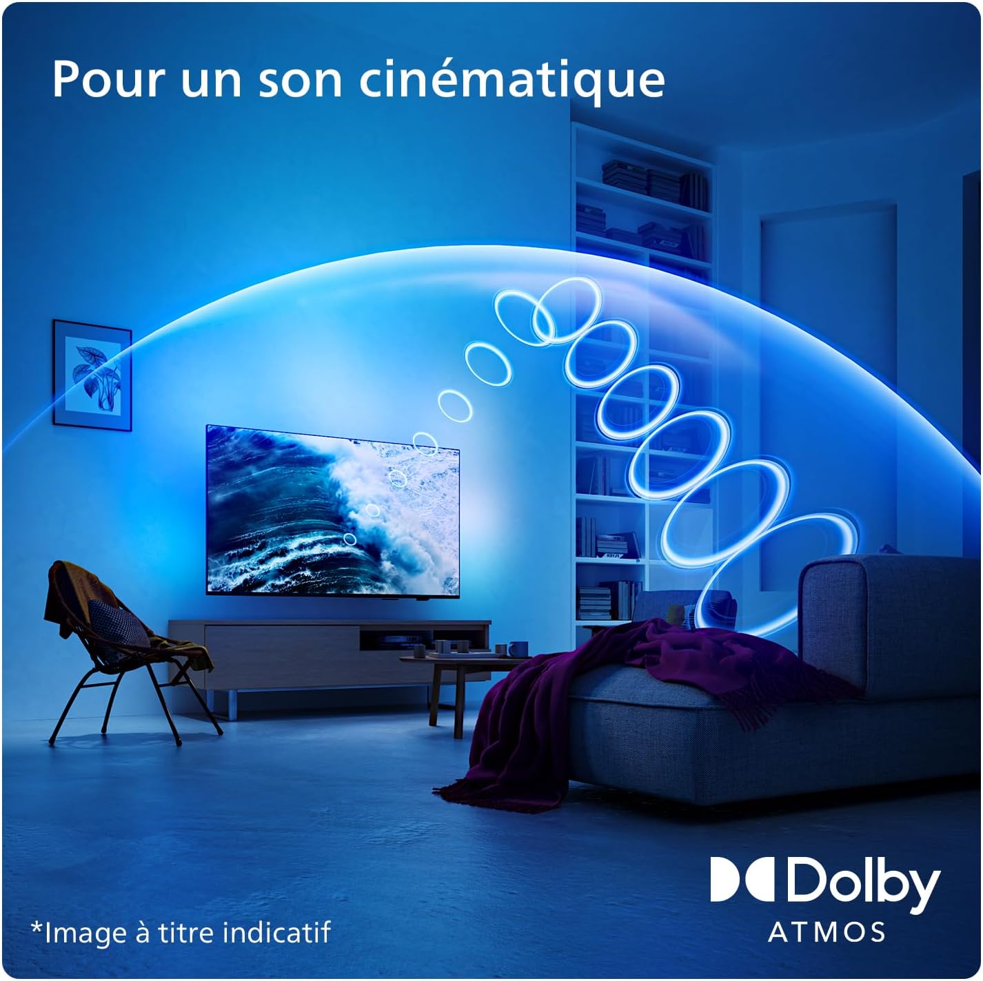 Philips Ambilight 43PUS8109 Smart TV LED 4K - Écran 43 Pouces avec Plate-Forme Pixel Precise Ultra HD, Titan OS et Son Dolby Atmos, Fonctionne avec l’Assistant Vocal Alexa et Google - Chrome satiné