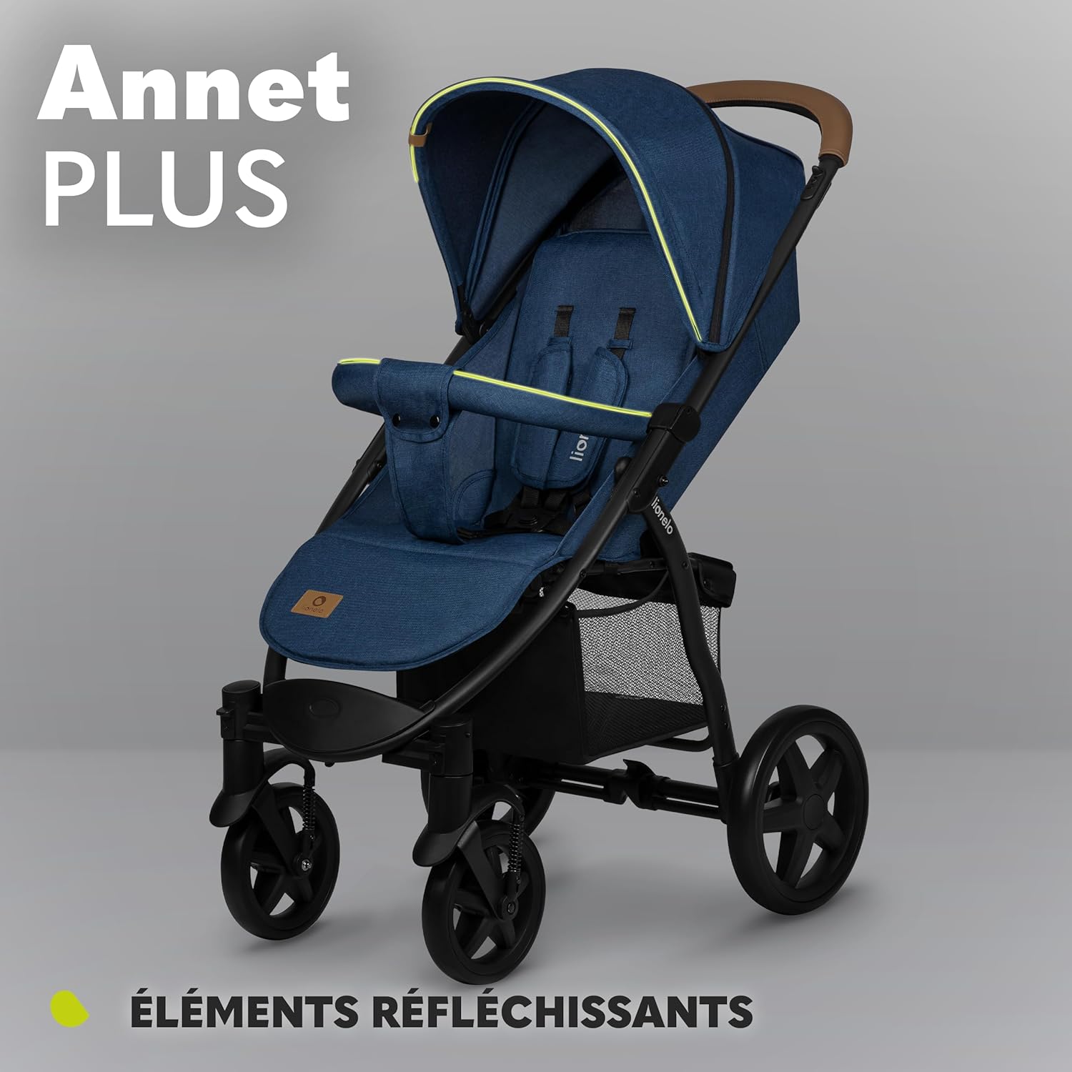 LIONELO Annet Plus poussette bebe à 22 kg, auvent avec fenêtre, roues EVA, chancelière moustiquaire porte-gobelet, réglage du dossier jusqu’à la position couchée (Dreamin, PLUS)