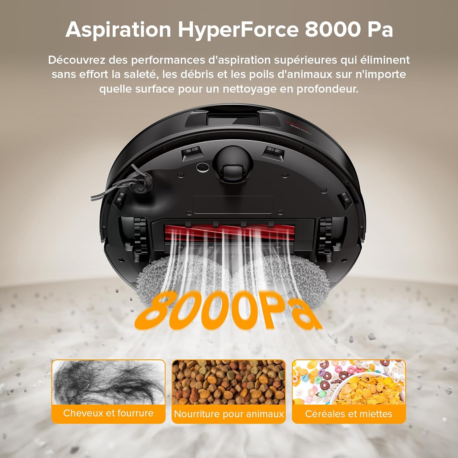 roborock QV 35A Aspirateur Robot Laveur, 8000Pa HyperForce, Station Multifonctionnelle, Serpillière Rotative 200 TR/Min & Relevable 10mm, Anti-enchevêtrement, Évitement d'obstacles, Cartographie, APP