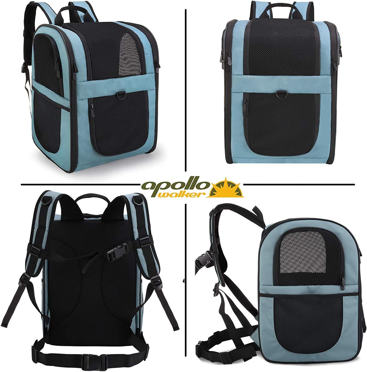 apollo walker Sac à dos pour animaux de compagnie, sac de transport pour chiens et chats de 2 à 12 kg, souple, vert armée