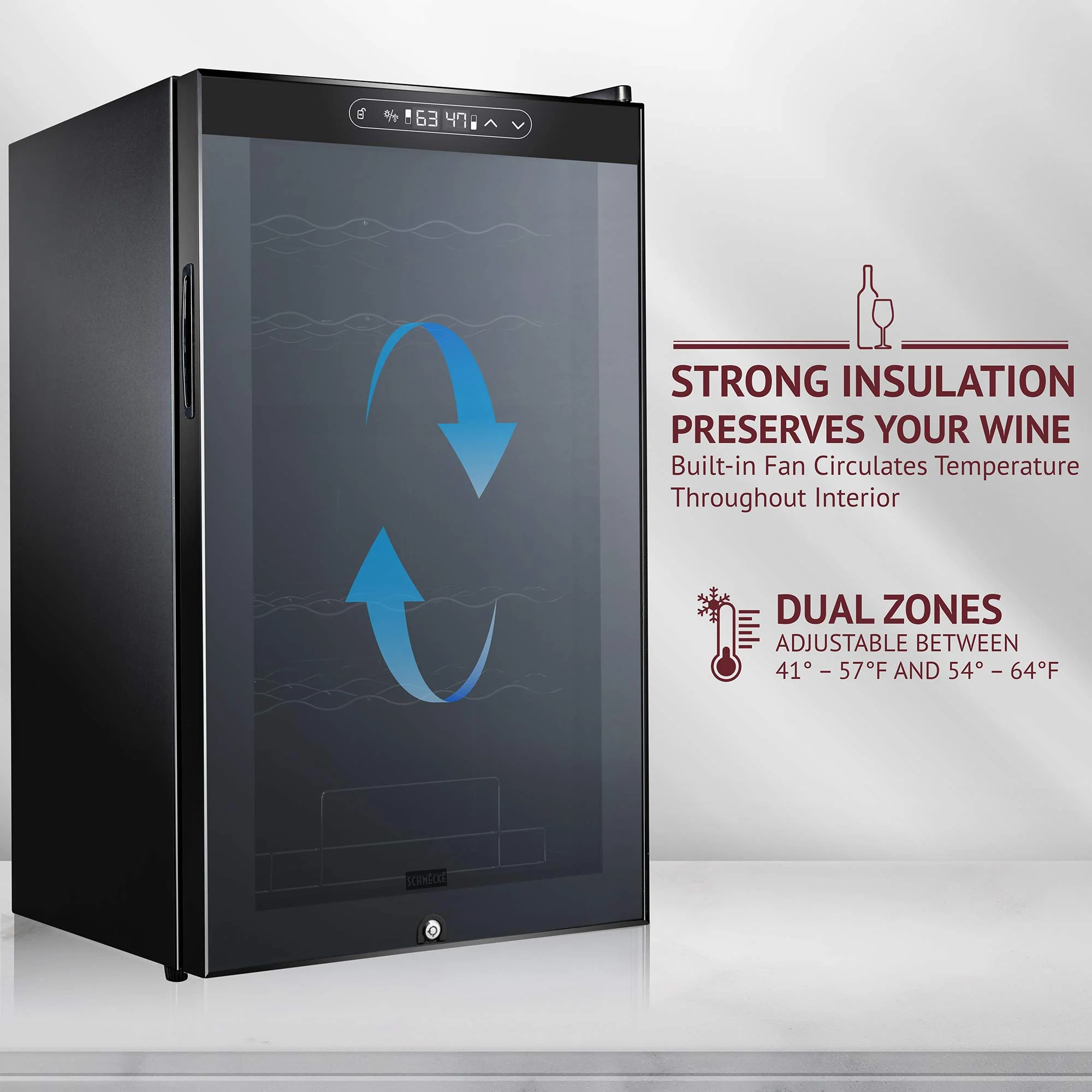 SCHMECKE 33 Bottle Dual Zone Wine Cooler Refrigerator