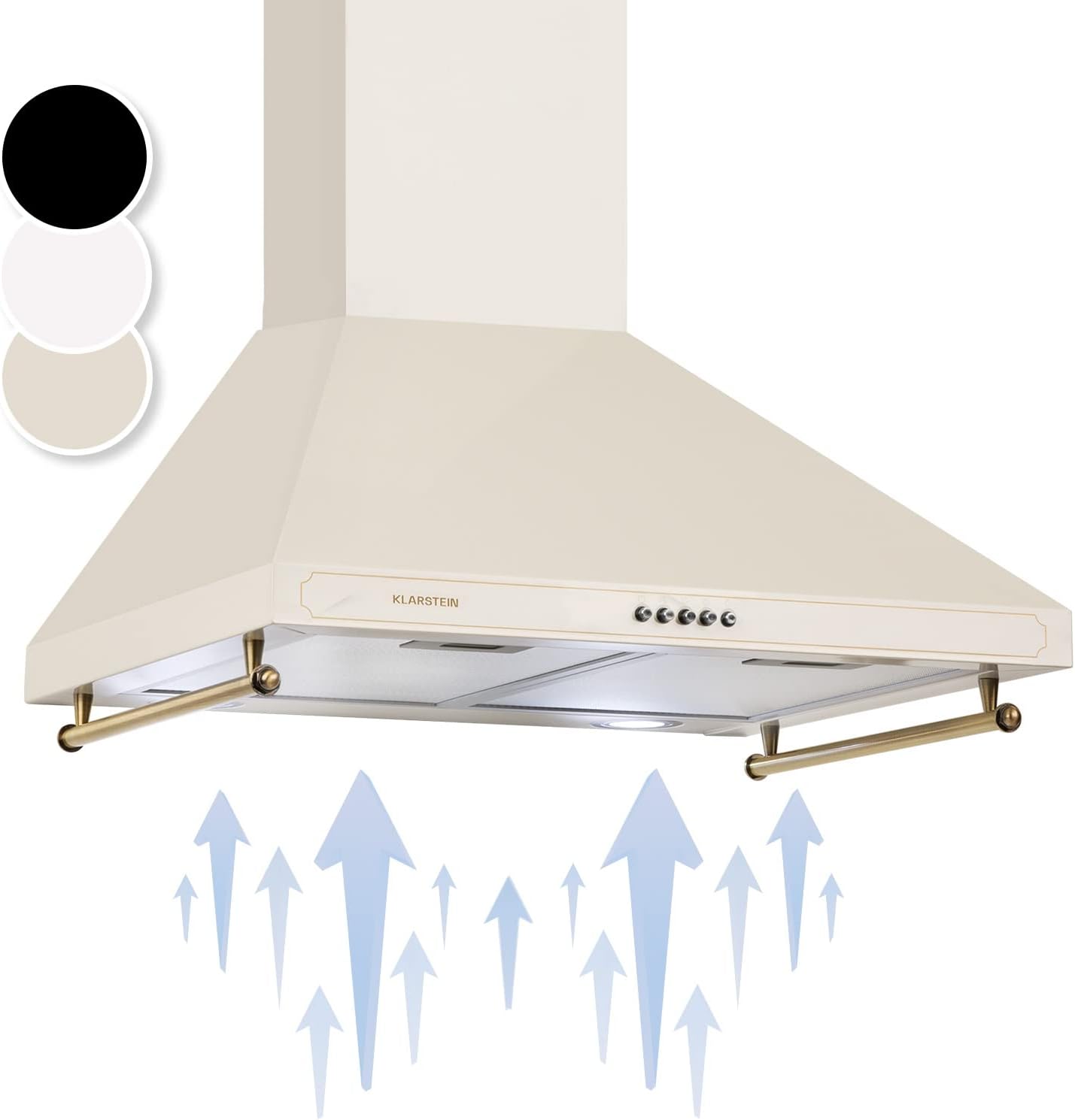 Klarstein Hotte Aspirante 90 cm, Hottes de Cuisine avec Filtre de Hotte en Aluminium, Débit d'Air Puissant de 645m³/h, Eclairage LED, Extracteur d'Air Silencieux, Hotte Efficace avec Evacuation