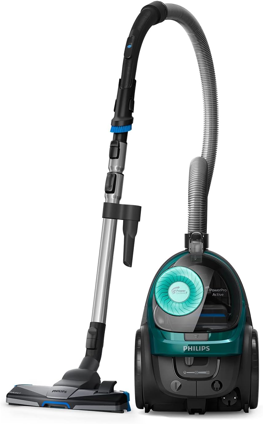 Philips PowerCyclone 7 Compact Aspirateur sans Sac - Puissance 900 W, Filtre Allergy H13, Aspiration 99,9% Poussière Fine, Variateur de Puissance, Mini-Brosse Turbo, Bac 1,5L (FC9555/09)