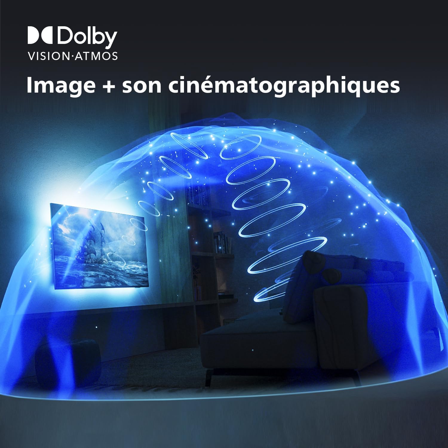 Philips Ambilight 43PUS8109 Smart TV LED 4K - Écran 43 Pouces avec Plate-Forme Pixel Precise Ultra HD, Titan OS et Son Dolby Atmos, Fonctionne avec l’Assistant Vocal Alexa et Google - Chrome satiné