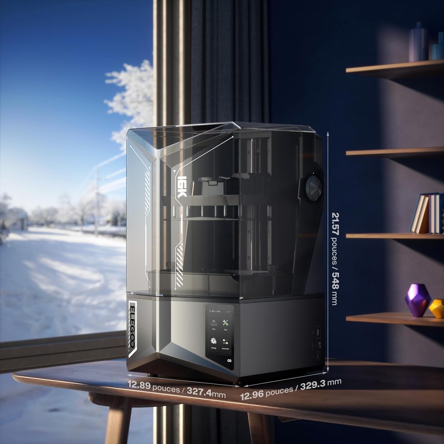 ELEGOO Saturn 4 Ultra Imprimante 3D Résine, LCD Mono 12K de 10 Pouces, Haute Vitesse de 150 mm/h, Nivellement Automatique et Intelligente, Transfert WiFi, Taille d'impression 218,88x122,88x220 mm³