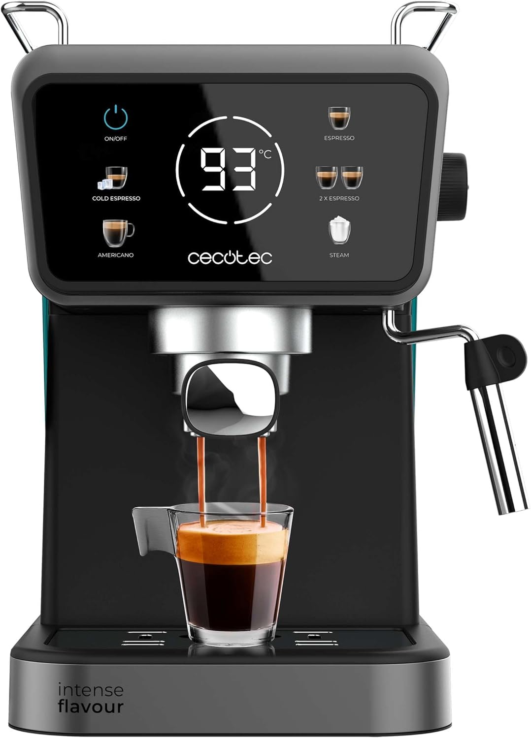 Cecotec Machine à café Express Power Espresso 20 Barista Cream. 2 Thermoblocks, 20Bars, Manomètre, Mode Auto pour 1 et 2 Café(s), Buse vapeur Orientable, Conduit pour Infusions, 2900W.