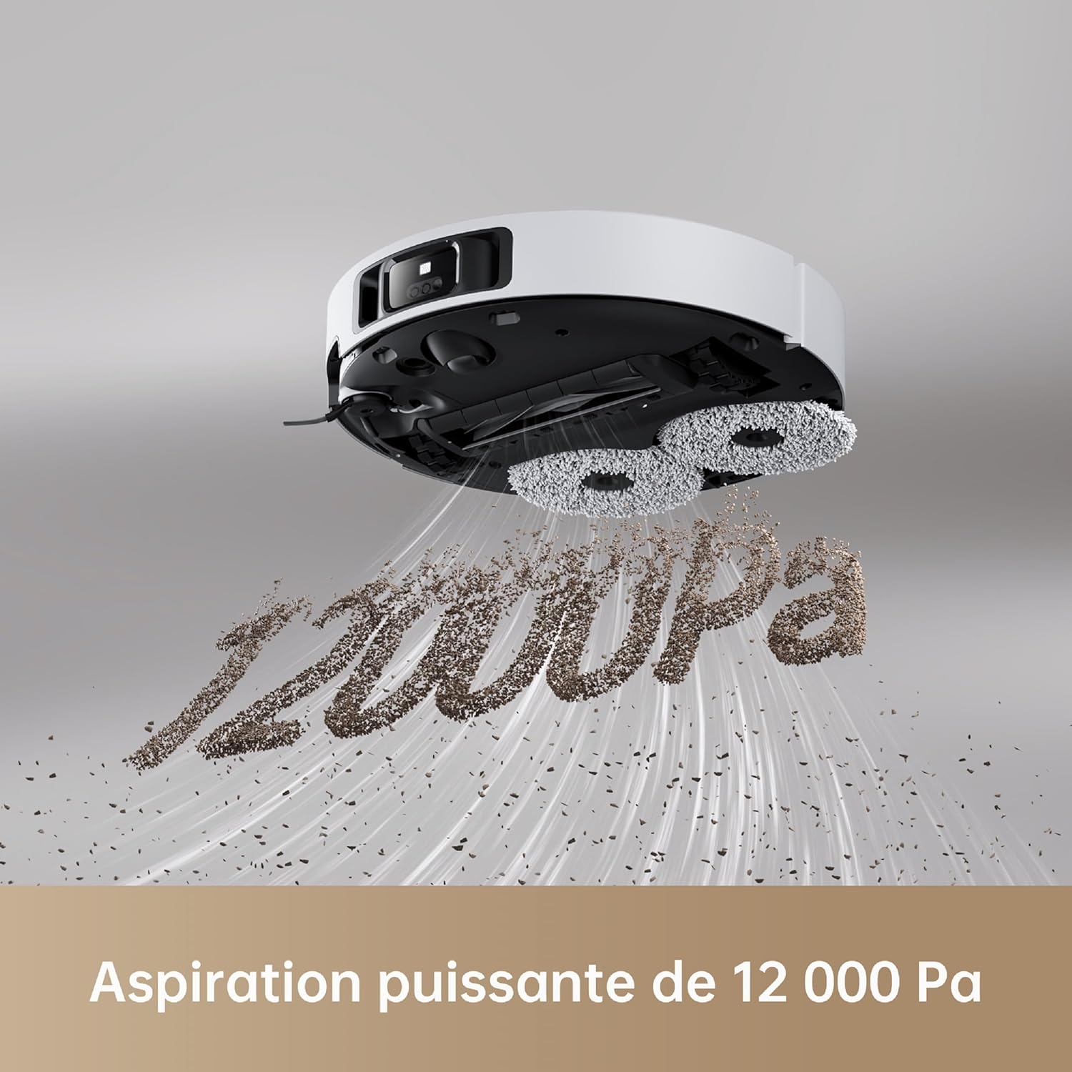 DREAME X40 Ultra Complete Robot Aspirateur avec Serpillière amovible et relevable, Brosse latérale surélevée,12 000 Pa,Serpillière et la Plaque de lavage avec de l'eau chaude à 70 C,Brosses relevables