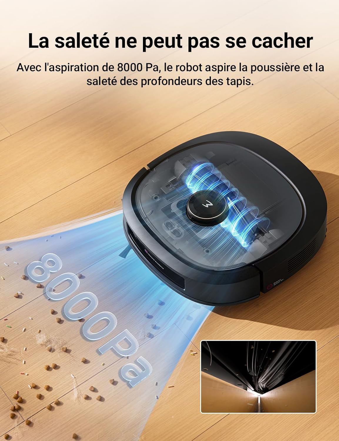 EUREKA J15 Pro Ultra Aspirateur Robot,Robot Aspirateur Laveur 16200 Pa,Nettoyage des Bords,Brosse Anti Enchevêtrement,Lavage de Serpillière à l'eau Chaude 75℃,Base autonettoyante