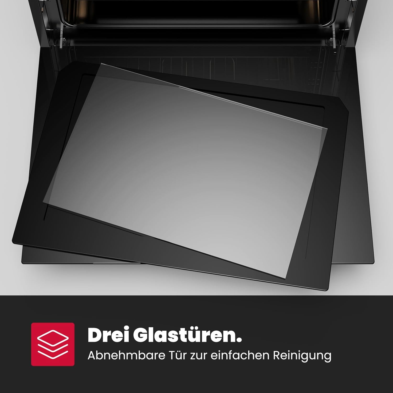 GASLAND ES609321DSH Four à encastrer, 70L, autarcique, four électrique avec 9 fonctions four, triple vitrage, tiroir télescopique et sélecteur rotatif escamotable, air chaud, inox, sécurité enfant