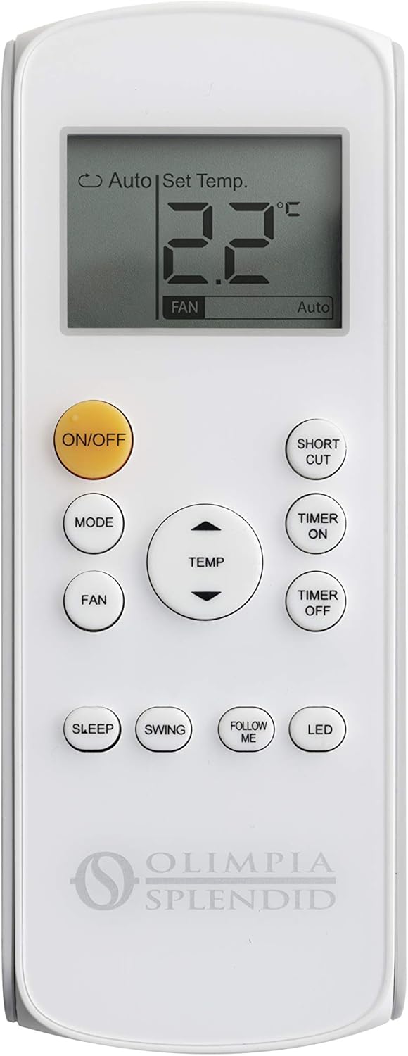 Olimpia Splendid-02265 Dolceclima Compact 8X- Climatiseur portable 3-en-1 : Refroidissement, ventilation, déshumidification, 8 000 Btu/H, 2.1 Kw, Gaz R290, blanc-pour les pièces jusqu'à 60m³