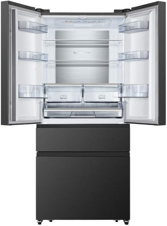 Hisense RF540N4SBF2 Réfrigérateur congélateur à porte française, NoFrostPlus, compresseur inverter, Multiflow 360°, SuperCool, 181,7 cm, réfrigérateur 302 l, partie congélateur 178 l, 40 dB, 310