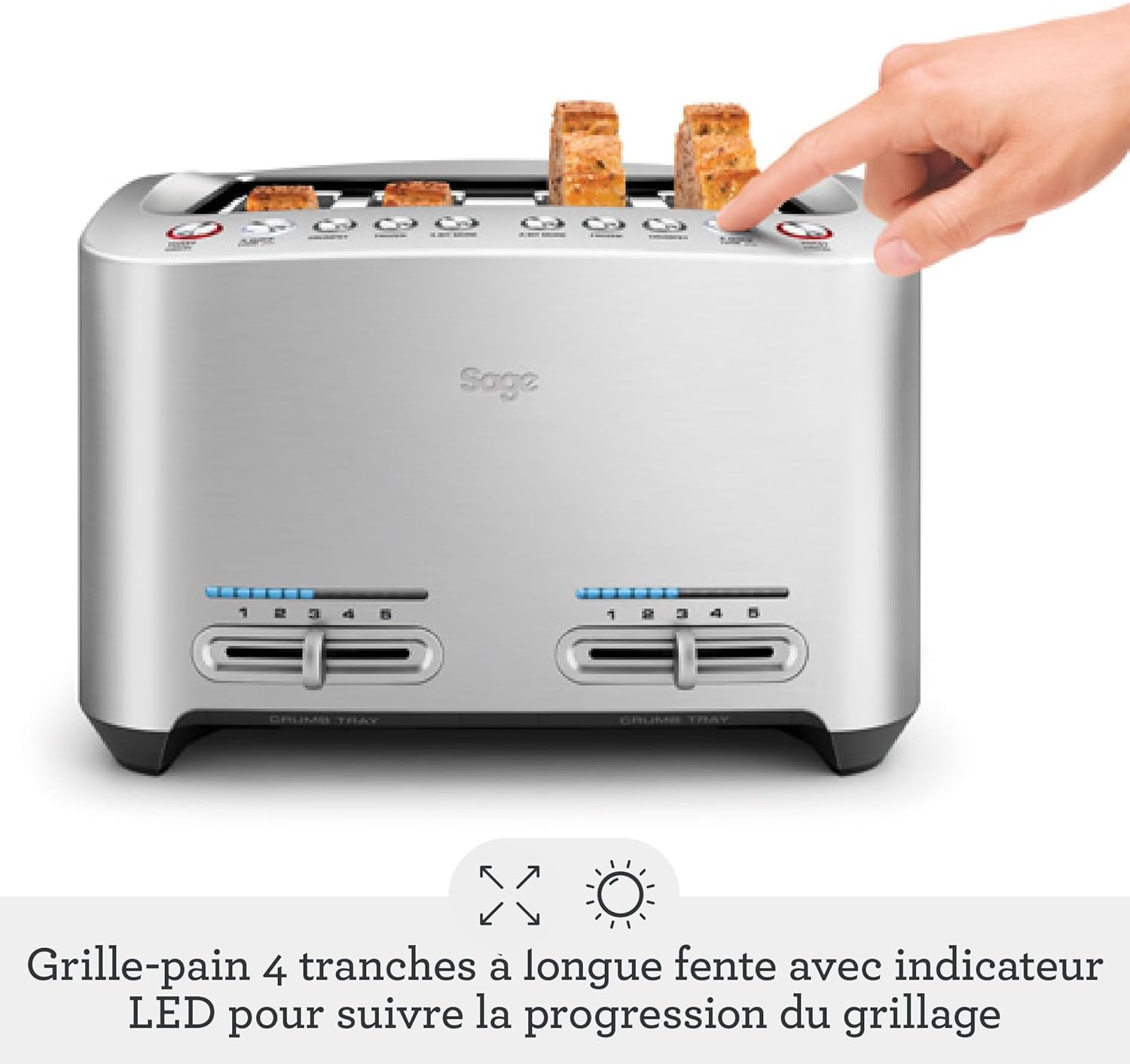 Sage - The Smart Toast Grille-pain 4 tranches, Aluminium Brossé