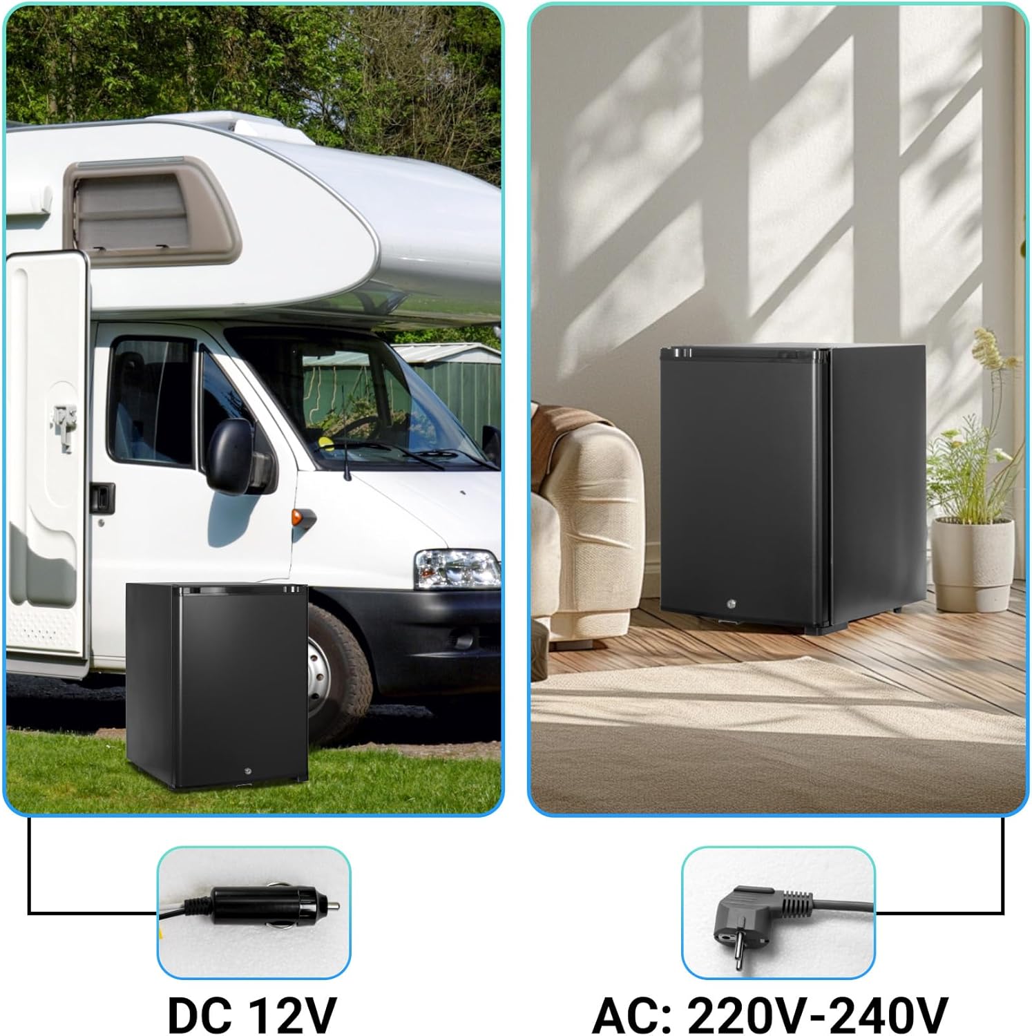 SMETA Frigo 12V, Réfrigérateur Camping 12V 220V 40L, Frigo Caravane, Mini Frigo de Chambre, Frigo 12V Camping Car, Réfrigérateur pour Voiture, Van, Fourgon, Bureau, Gîte - Noir