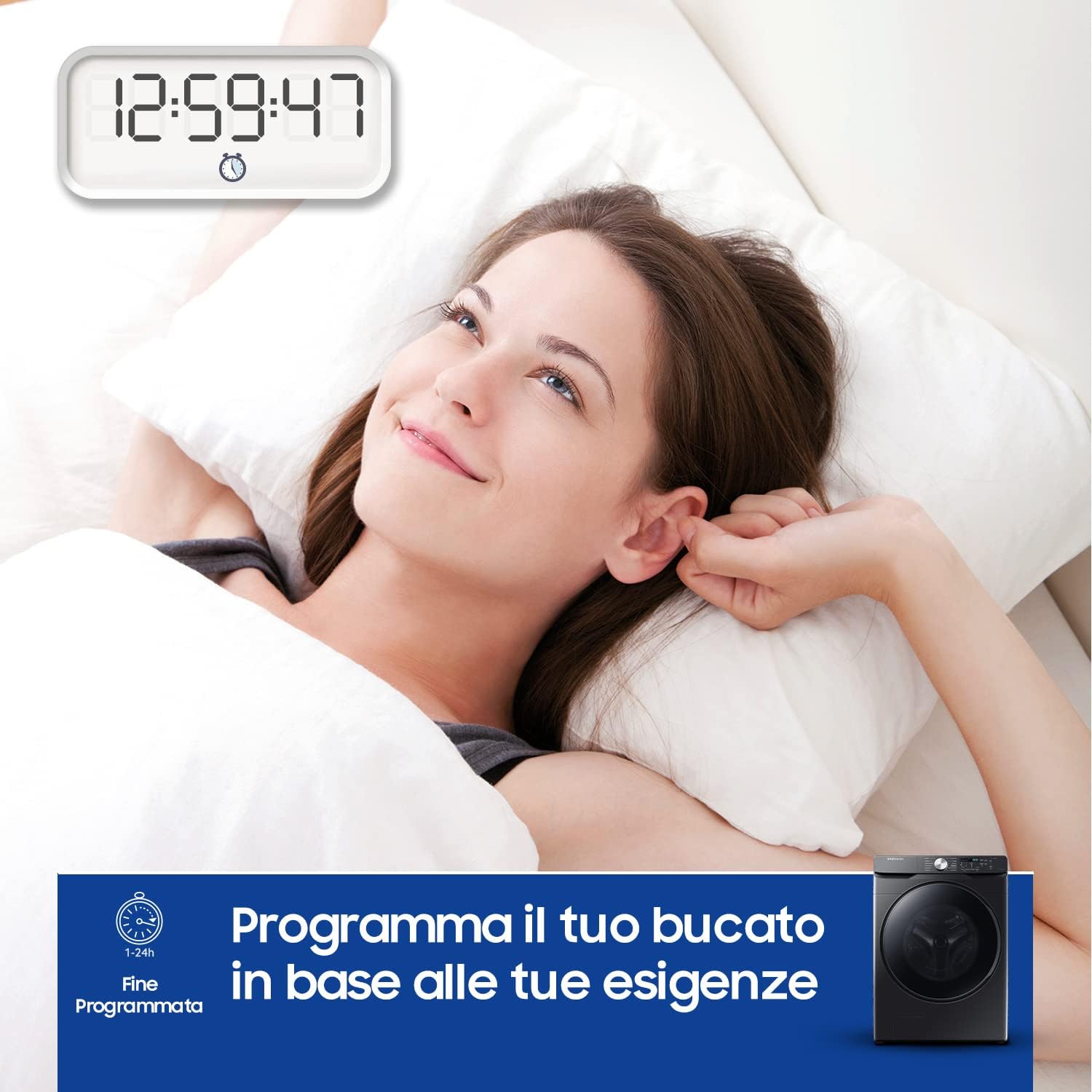 Samsung Grande capacité Machine à laver WF18T8000GV/ET Installation libre, 18 kg, 1100 tr/min, classe C, Wifi, Vapeur, Charge avant, 69 l x 98 h x 80p cm