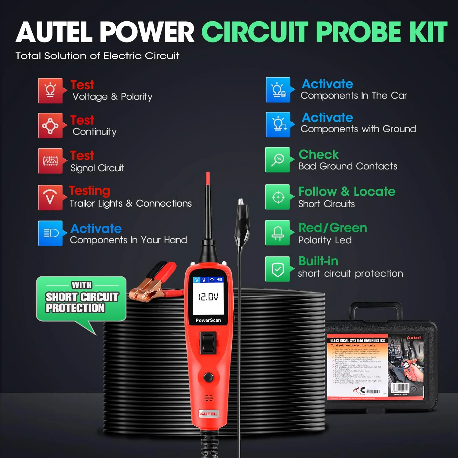 Autel PowerScan Automotive Circuit Tester with 20ft Cable
