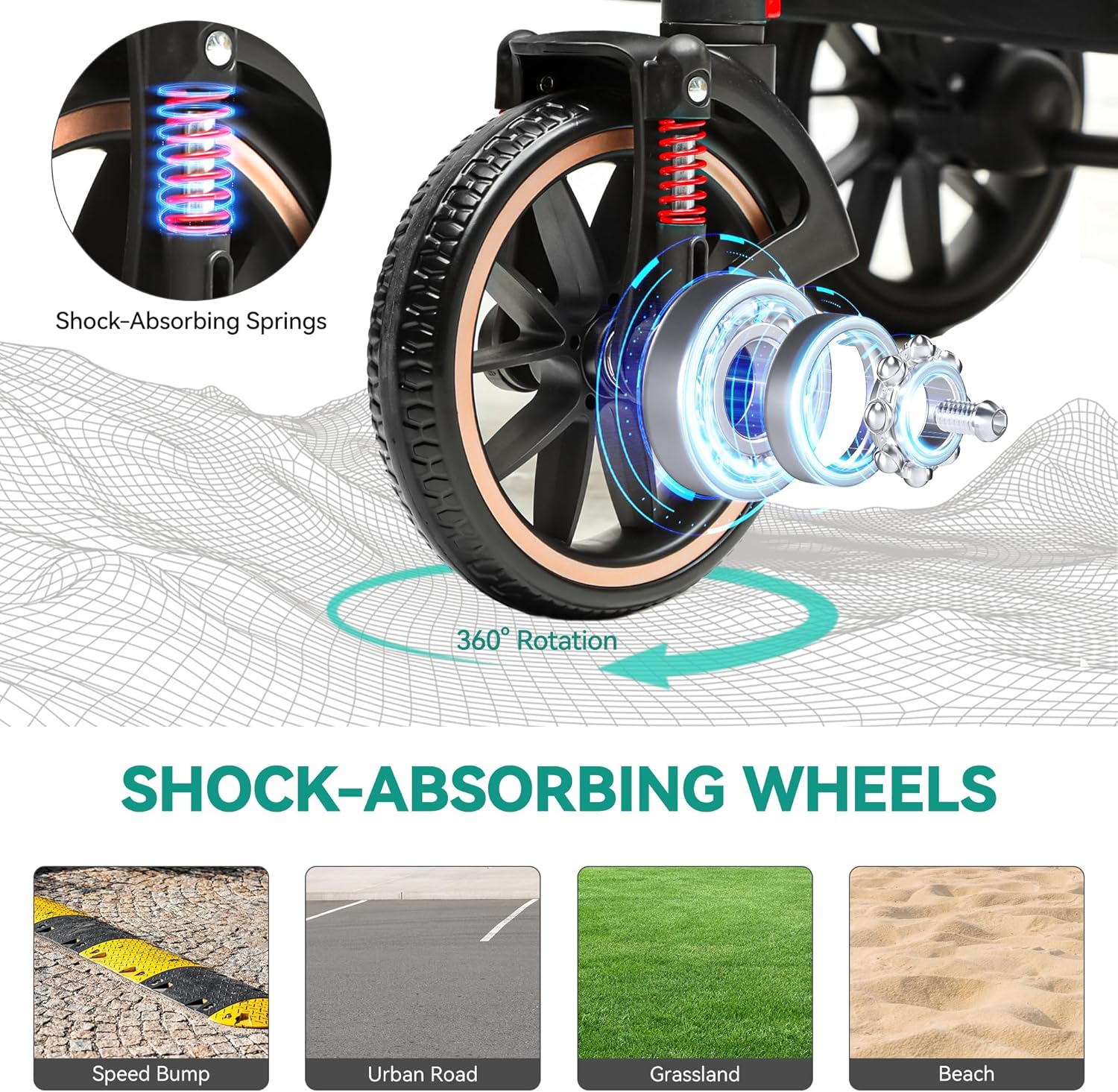 YITAHOME Poussette Chien 3-en-1, Poussette pour Chien Chat, Poussette Chien Tout Terrain, Voyage Transporteur Amovible, Pliable Portable Landau pour Animaux (Noir)