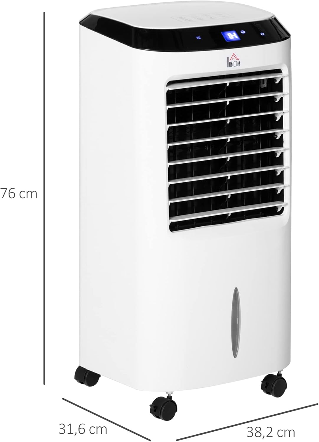 HOMCOM Climatiseur rafraîchisseur d'air mobile ventilateur ioniseur 4 en 1 avec télécommande - portable silencieux oscillant 60W - capacité max. réservoir 10L - idéal pièces 20 m² max. - blanc noir