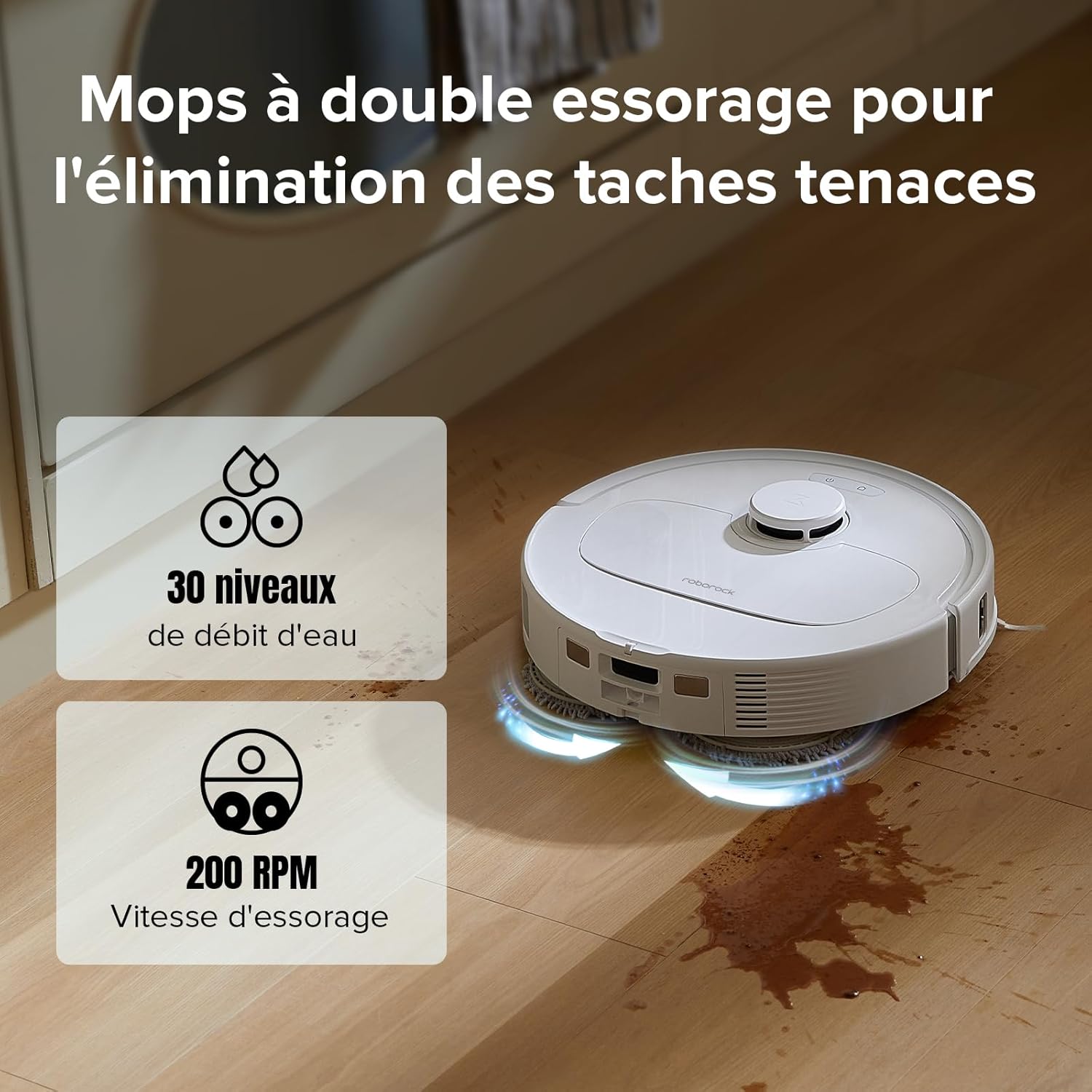 roborock Qrevo S Set Aspirateur Robot Laveur, 7000Pa HyperForce, Double Serpillière Rotative 200 tr/min & Relevable 10mm, Station Multifonctionnelle, 3D Cartographie, Reactive Tech, Contrôle APP, Noir
