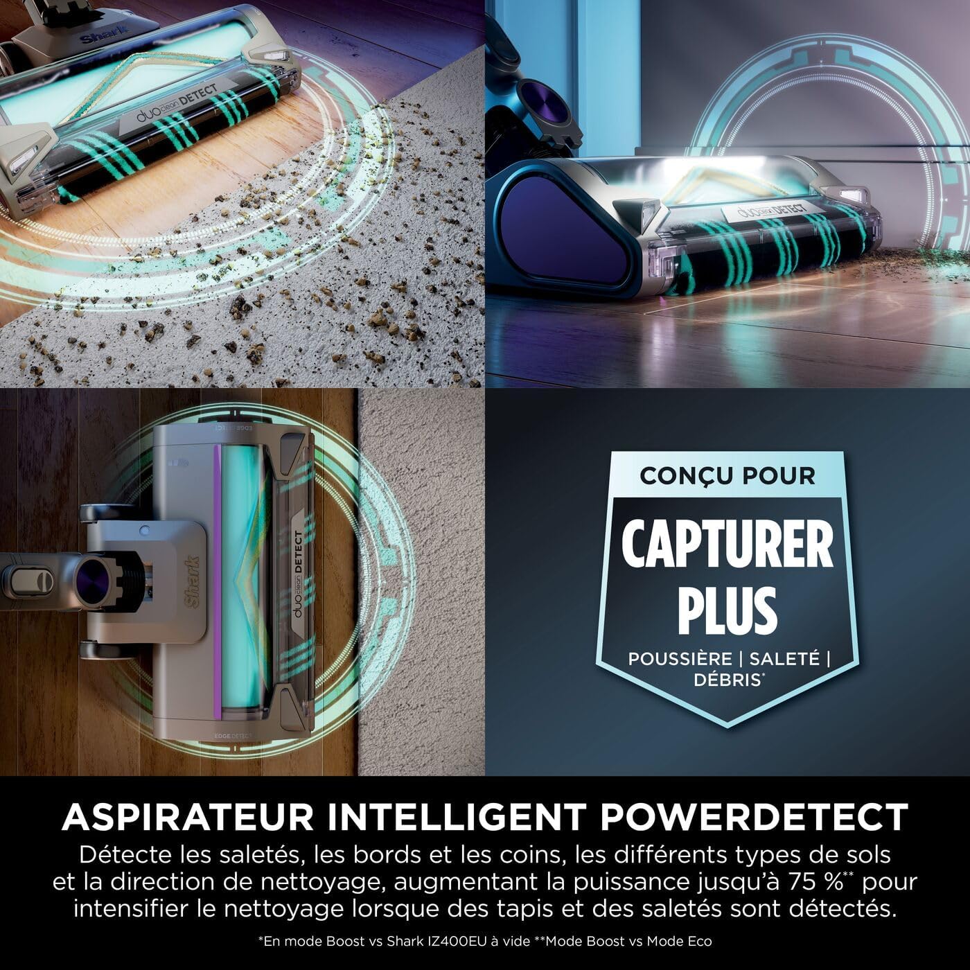 Shark Clean & Empty Aspirateur sans fil, système vidange automatique, aspirateur léger anti-poils avec outils animaux et interstices, autonomie 40 minutes, station de chargement, blanc/bleu, BU3521EU